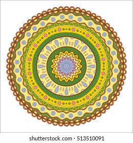 Circle mandala pattern. Vintage decorative round element. Circle ornament. East motif. Vector illustration.