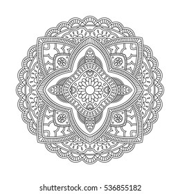 Circle mandala pattern. Vintage decorative round element. Circle ornament. East motif. Vector illustration.