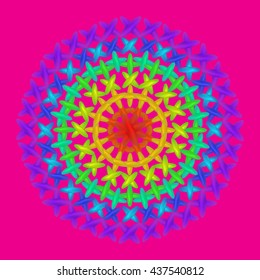 circle mandala rainbow color on pink