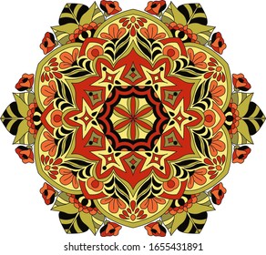 Circle mandala with vibrant, vintage colors. Colorful card, wallpaper.  Relax and meditation poster. Enjoy! Eps 10. 