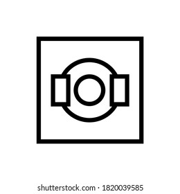 Circle mark with a square on the left and right on a white background. Eye symbol.