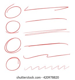circle markers, abstract doodle circle, underline, brush line