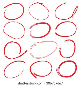 circle markers, highlighter elements vector set