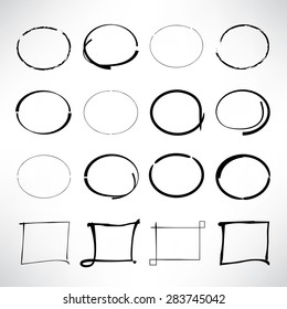 circle markers, square frames