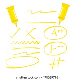 circle markers, underlines for marking text