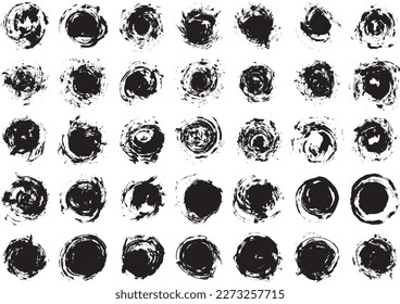 Colección de material circular dibujada con un pincel