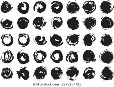 Circle material collection drawn with a brush
