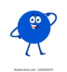 Circle math shape character, round flat geometric figure personage. Isolated vector blue funny element with pensive face. Cute creature for kids school mathematics and geometry educational classes