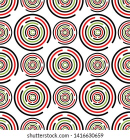 Circle maze colorful seamless pattern on white background