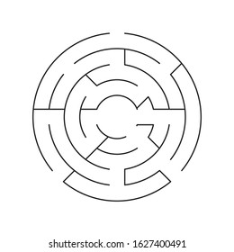 Circle Maze. Find the Way Out Concept. Game for kids. Children's puzzle. Labyrinth conundrum. Simple flat illustration on white background. With place for your image.