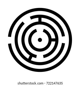 Circle Maze Or Labyrinth Black Icon .