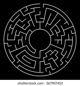 Circle Maze. Labyrinth with Entry and Exit. Find the Way Out Concept. Transportation. Logistics Abstract Background Concept. Transportation and Logistics Concept. Vector Illustration.