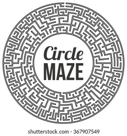 Circle Maze. Labyrinth with Entry and Exit. Find the Way Out Concept. Transportation. Logistics Abstract Background Concept. Transportation and Logistics Concept. Vector Illustration.