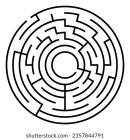 Circle maze puzzle game for kids ,Labyrinth vector on white.