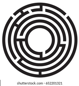 Circle Maze Symbol On White Background. Round Maze Icon. 