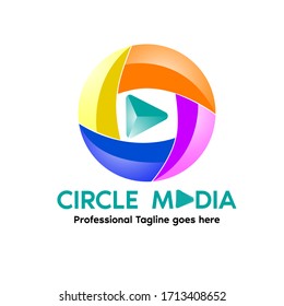 Circle media vector logo design templates. a decorative circle branding logo.