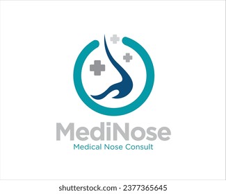 logotipo de la nariz médica circular para consulta y atención de la nariz