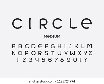 Circle medium font. Vector alphabet letters and numbers. Typeface design. 