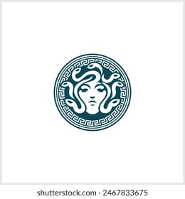 Circle Medusa Queen Logo vector for Business Identity