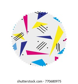 circle with memphis abstract design background