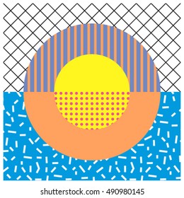 Circle memphis design. Graphic background