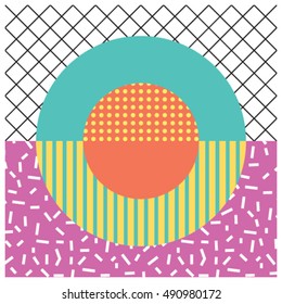 Circle memphis design. Graphic background