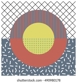 Circle memphis design. Graphic background