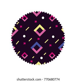 circle with memphis style abstract background