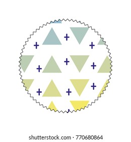 circle with memphis style geometric design background