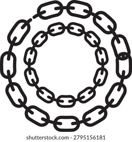 A circle of metal chain links on transparent background