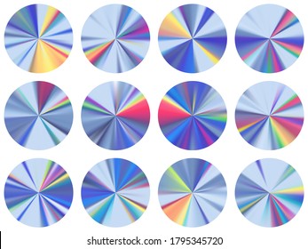 circle metallic gradient disk elements vector set. Polished abstract medal shapes. Button metal surface gradient backgrounds. Icon backgrounds graphic design.