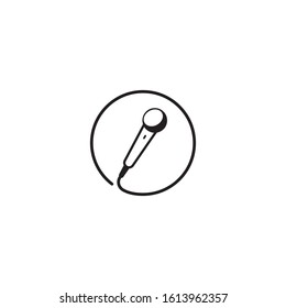 Circle mic line art music logo template