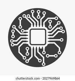 Circle microchip. CPU. Circuit board. Vector illustration.