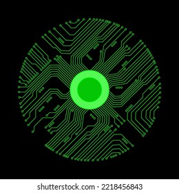 Circle microcircuit. microcircuit background. microprocessor. electronic circuit. vector microcircuit. printed circuit board.