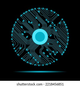 Circle microcircuit. microcircuit background. microprocessor. electronic circuit. vector microcircuit. printed circuit board.