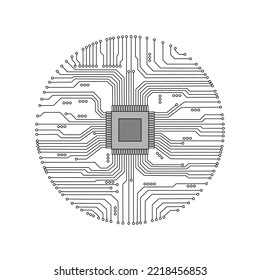 Circle microcircuit. microcircuit background. microprocessor. electronic circuit. vector microcircuit. printed circuit board.