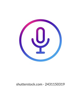 Icono de micrófono circular con efecto degradado púrpura.