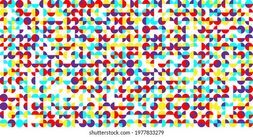 Circle minimalist geometric abstract conceptual colorful background and patterns of colored shapes, Vector illustration, Abstract bright circles, Red, Yellow, Light Blue, Purple Background Pattern