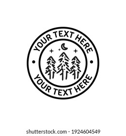 Circle minimalist outdoor camping badge design vector isolated on white background