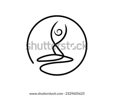 Circle Minimalist Yoga Logo Design Vector Template