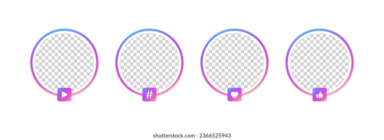 Circle mockups for faces. Flat, color, circle preview mockup, circle layout. Vector icons