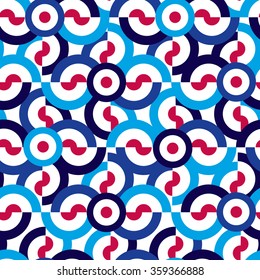 Circle mod target seamless pattern. Vector