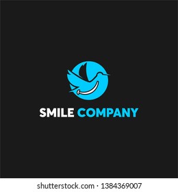 circle modern blue fun nature dental smile logo design template
