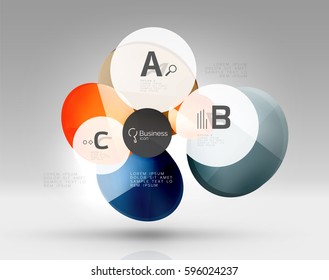 Circle modern business infographics design template. Vector template background for print workflow layout, diagram, number options or web design banner