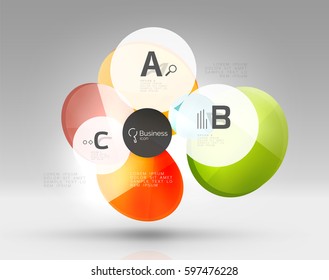 Circle modern business infographics design template. Vector template background for print workflow layout, diagram, number options or web design banner