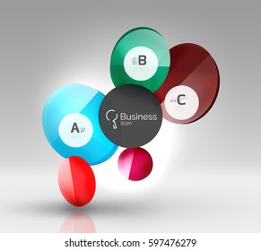 Circle modern business infographics design template. Vector template background for print workflow layout, diagram, number options or web design banner