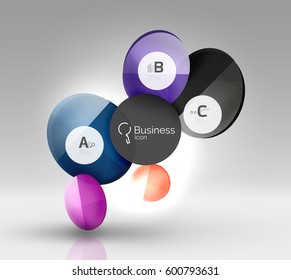 Circle modern business infographics design template. Vector template background for print workflow layout, diagram, number options or web design banner