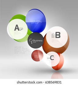 Circle modern business infographics design template. Vector template background for print workflow layout, diagram, number options or web design banner