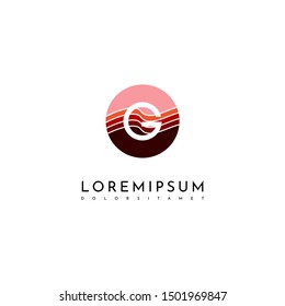 circle modern G logo letter technology symbol in red warm colors design concept