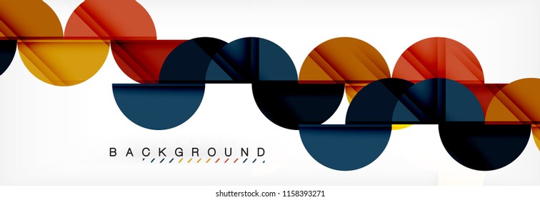 Fondo abstracto geométrico y circular moderno, ilustración vectorial